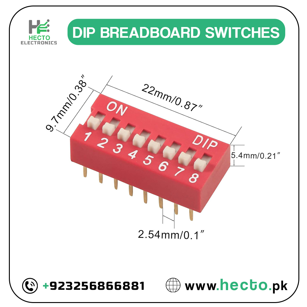 8 Dip Switch，Double Row Slide Type Switch 2.54mm PCB Mountable On Off ...